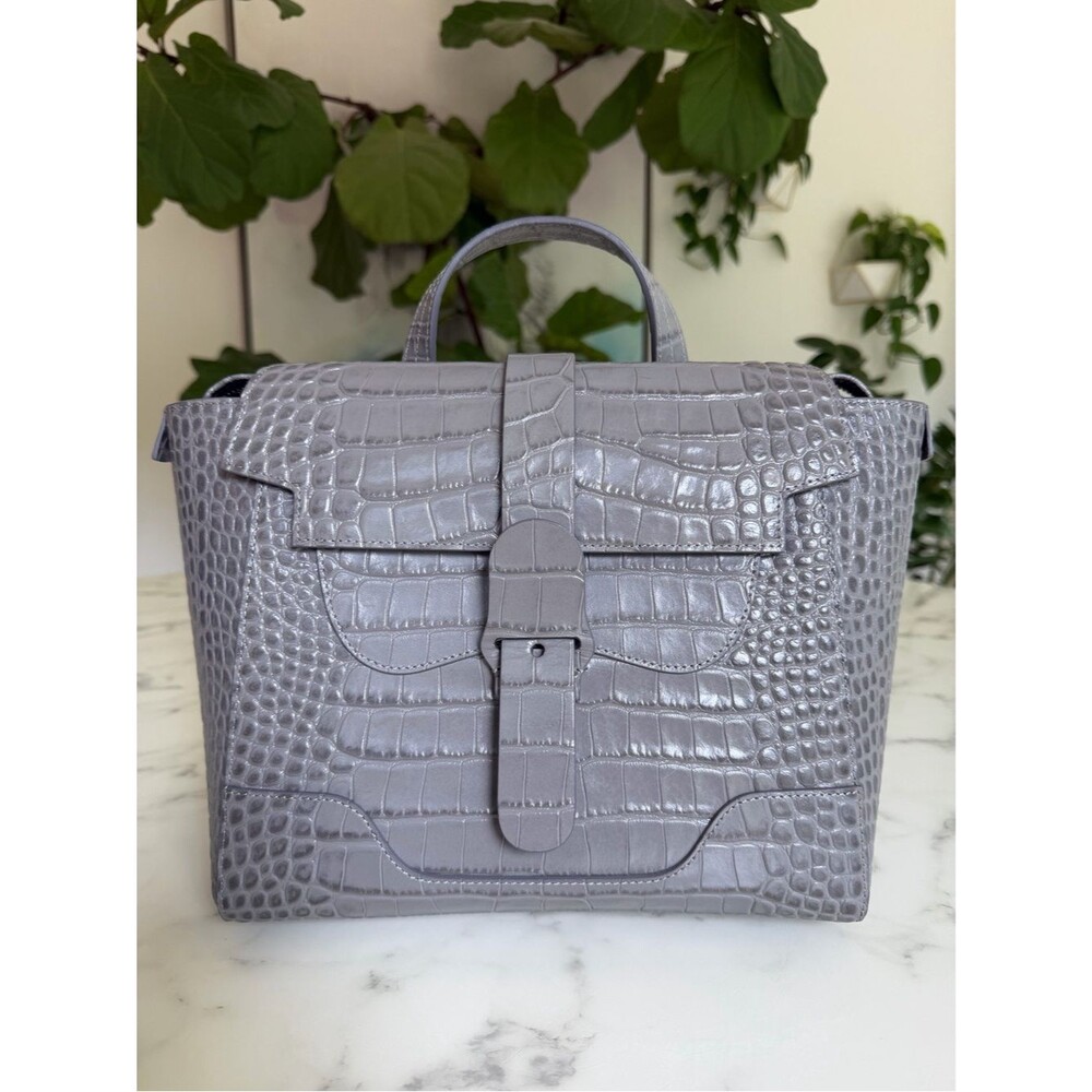 SENREVE MIDI MAESTRA Dragon Storm Grey Croc Leather Silver Convertible Bag Italy